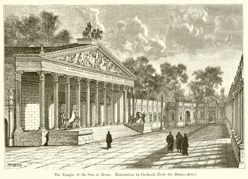 Solens tempel i Rom. Restaurering af Gerhard, Ecole des Beaux-Arts) af English School