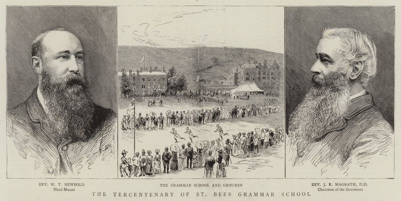 Trehundredårsdagen for St Bees Grammar School (gravering) af English School
