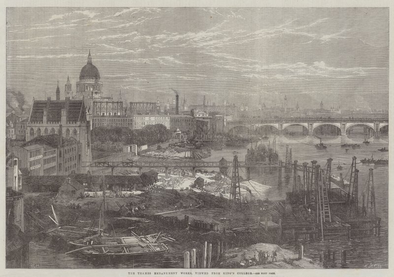 The Thames Embankment Works, set fra King