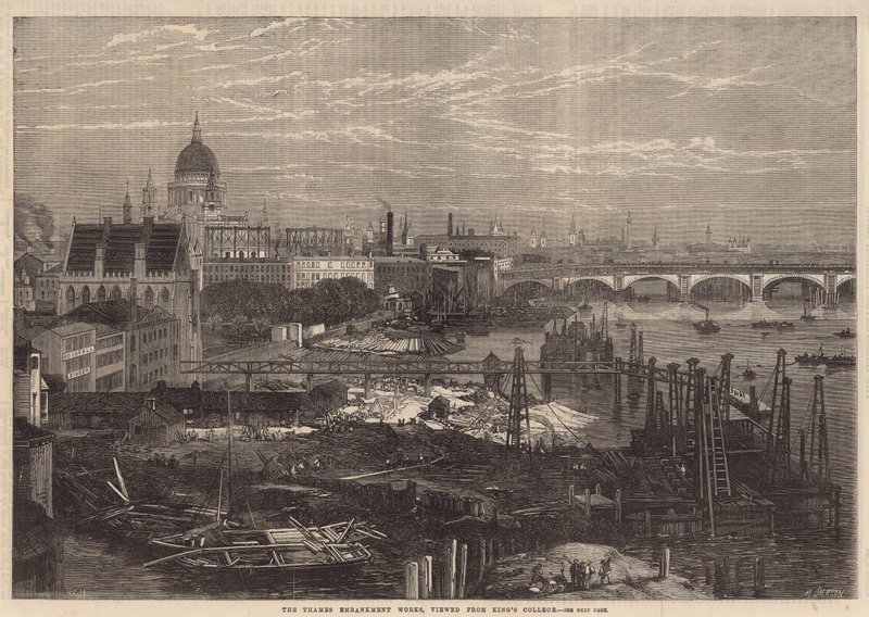The Thames Embankment fungerer, set fra Kings College af English School