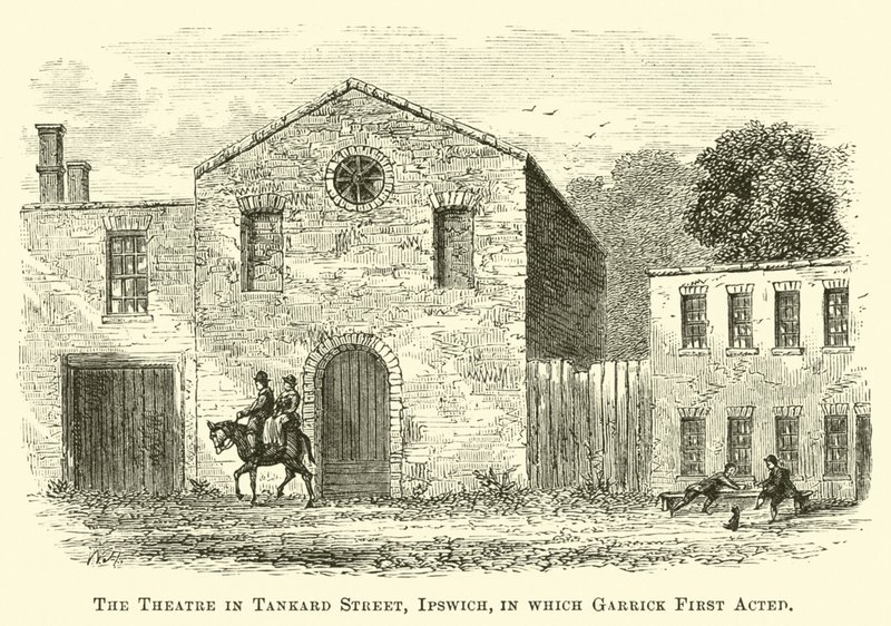 Teatret i Tankard Street, Ipswich, hvor Garrick først optrådte af English School