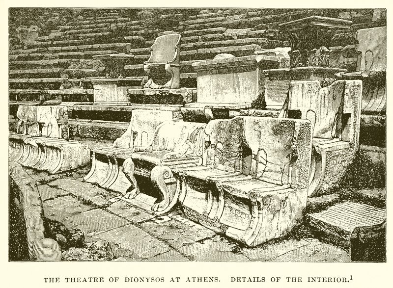 Dionysos Teater i Athen. Detaljer om interiøret af English School