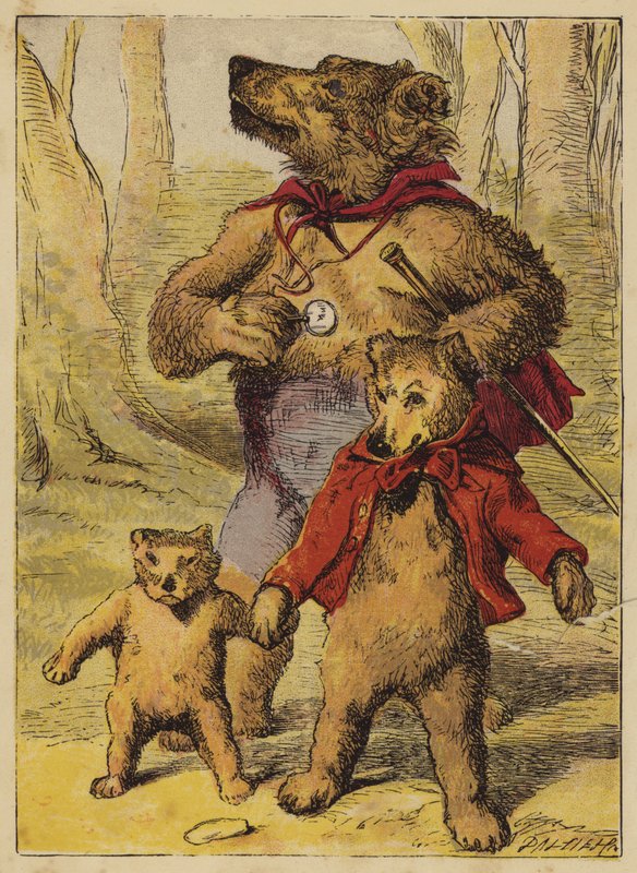 De tre bjørne (farvet gravering) af English School