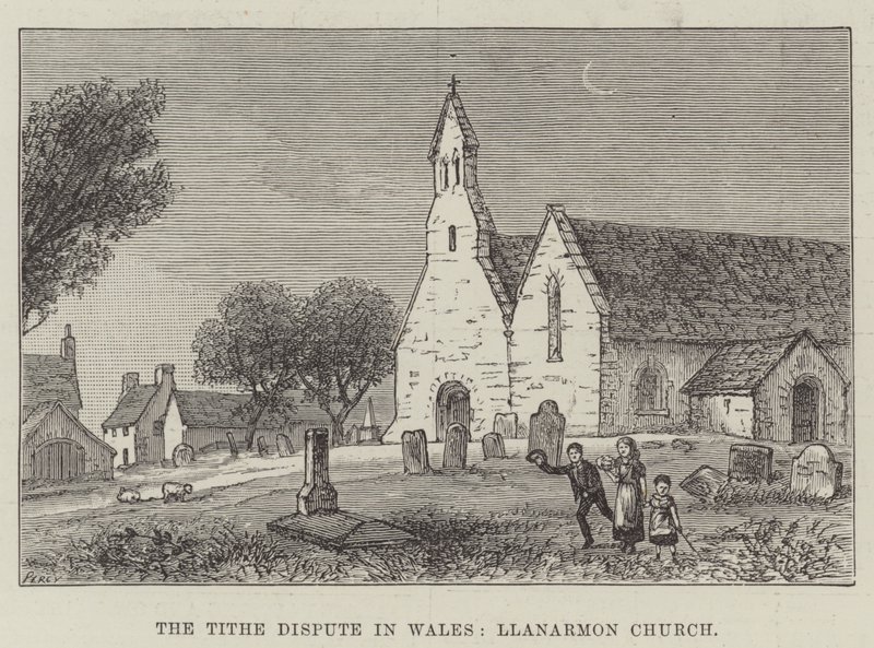 Tiendestriden i Wales, Llanarmon Church (gravering) af English School
