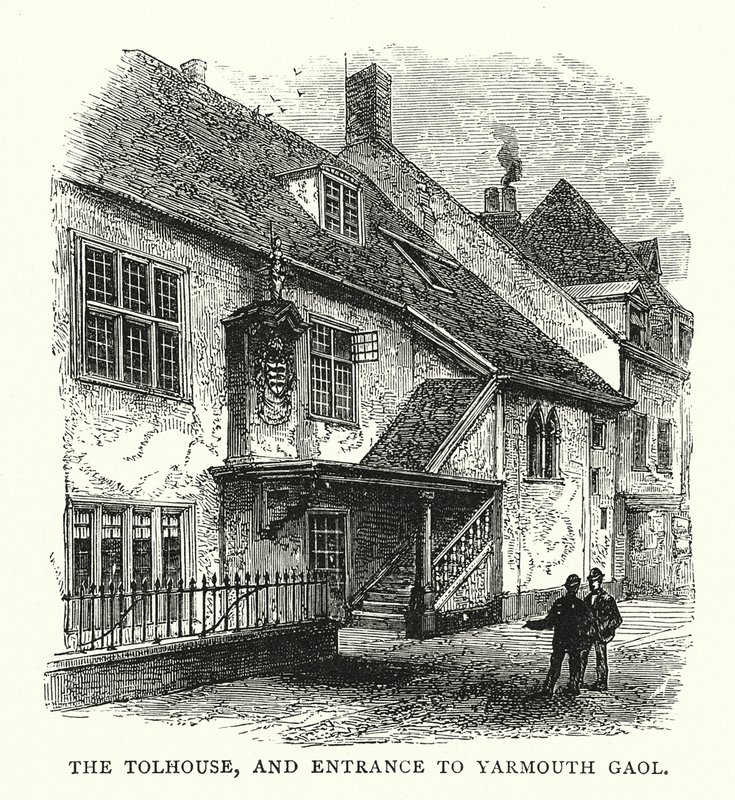 The Tolhouse og indgangen til Yarmouth Gaol (stik) af English School