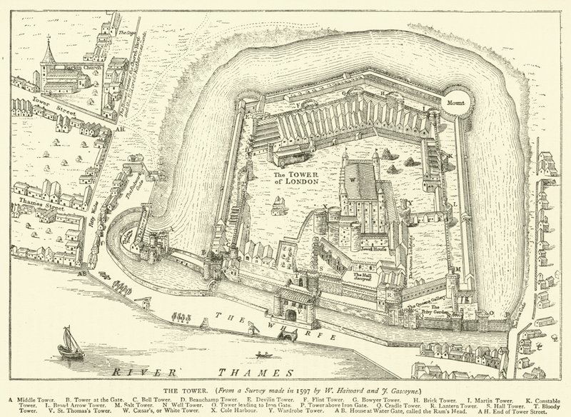 Tårnet, fra en undersøgelse lavet i 1597 af W Haiward og J Gascoyne af English School