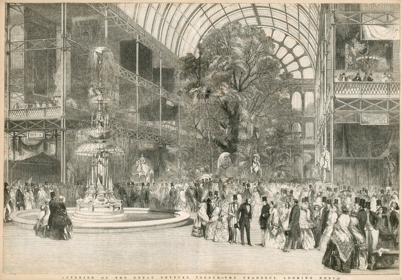 Tværskibet, ser mod nord, store udstilling, 1851 af English School