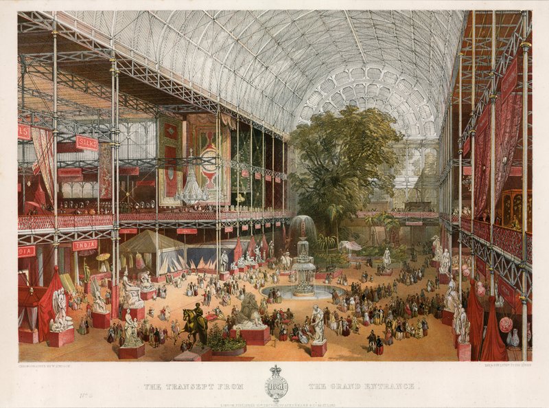 Tværskibet fra den store indgang, store udstilling, 1851 af English School