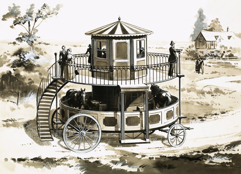 Løbebåndet Bus, opfundet i 1824 af William Francis Snowdon af English School
