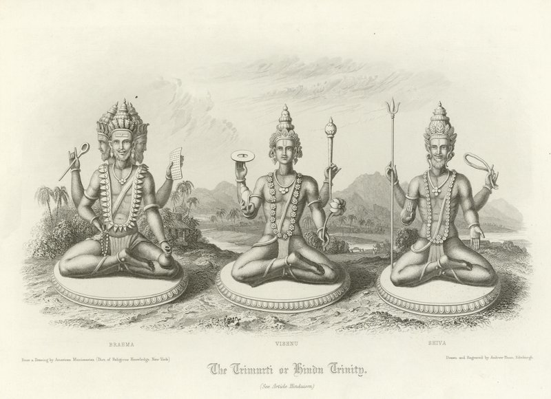 Trimurti eller hinduistisk treenighed af English School