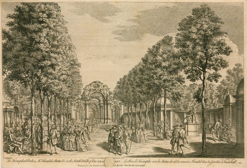 Triumfbuerne, Mr Handels Statue, i South Walk of Vauxhall Gardens, London af English School