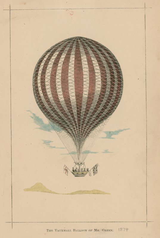Vauxhall ballonen af Mr Green; Vauxhall Gardens, London af English School
