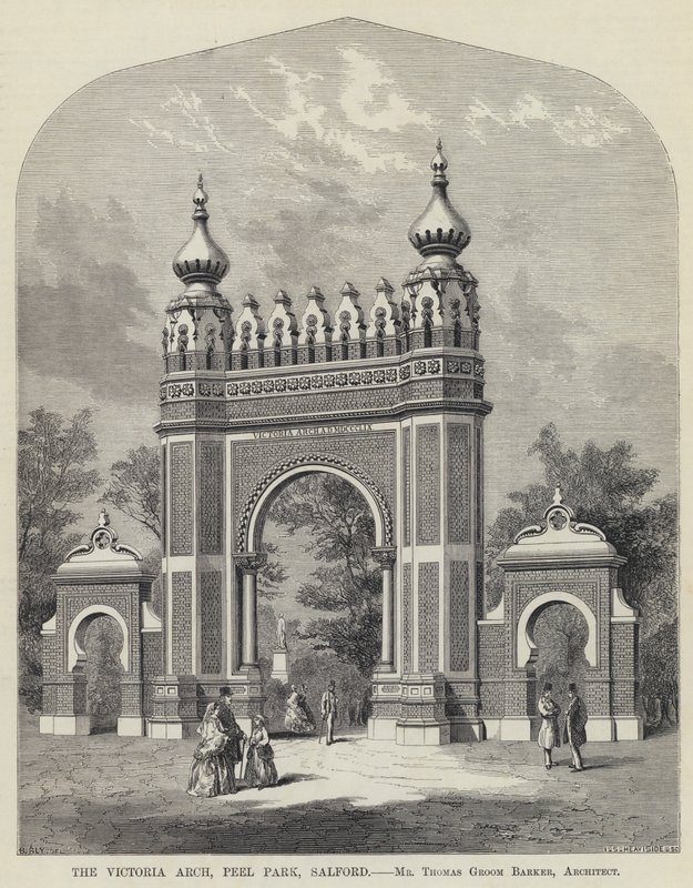 Victoria Arch, Peel Park, Salford (gravering) af English School