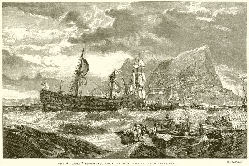 Sejren blev trukket ind i Gibraltar efter slaget ved Trafalgar af English School