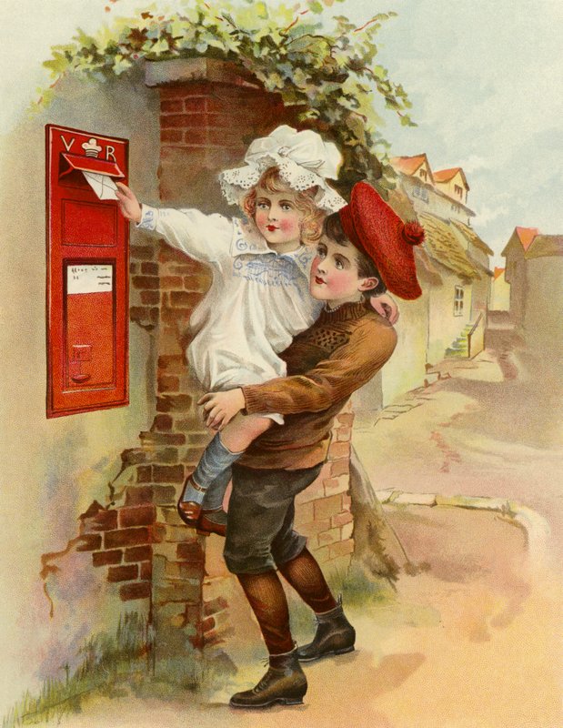 The Village Letter-Box (farvelitografi) af English School