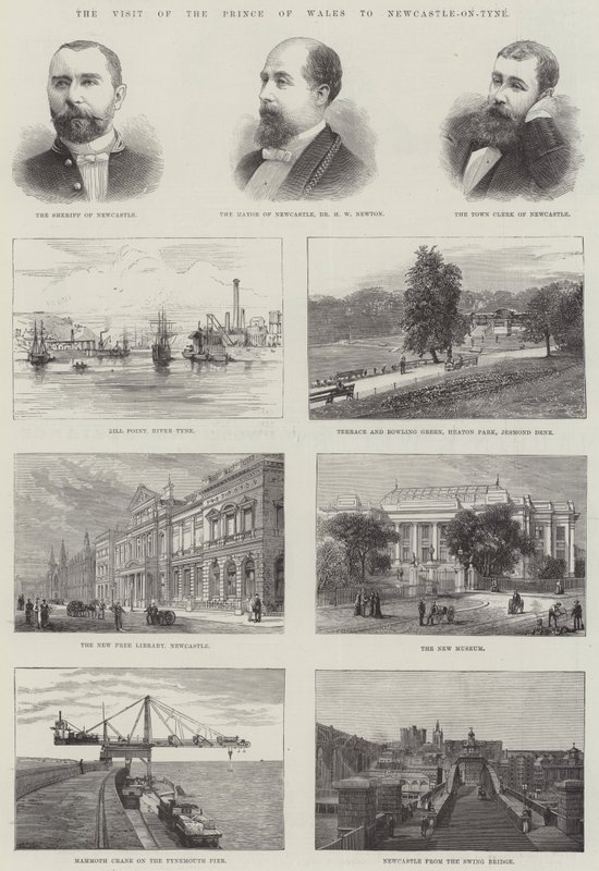 Prinsen af Wales besøg i Newcastle-on-Tyne (gravering) af English School