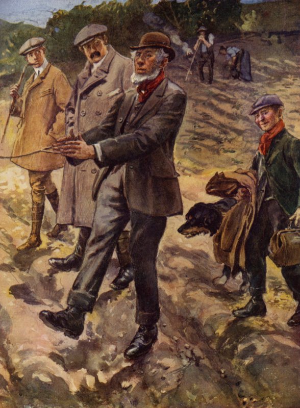Water-Finder og Divining Rod (farve litho) af English School