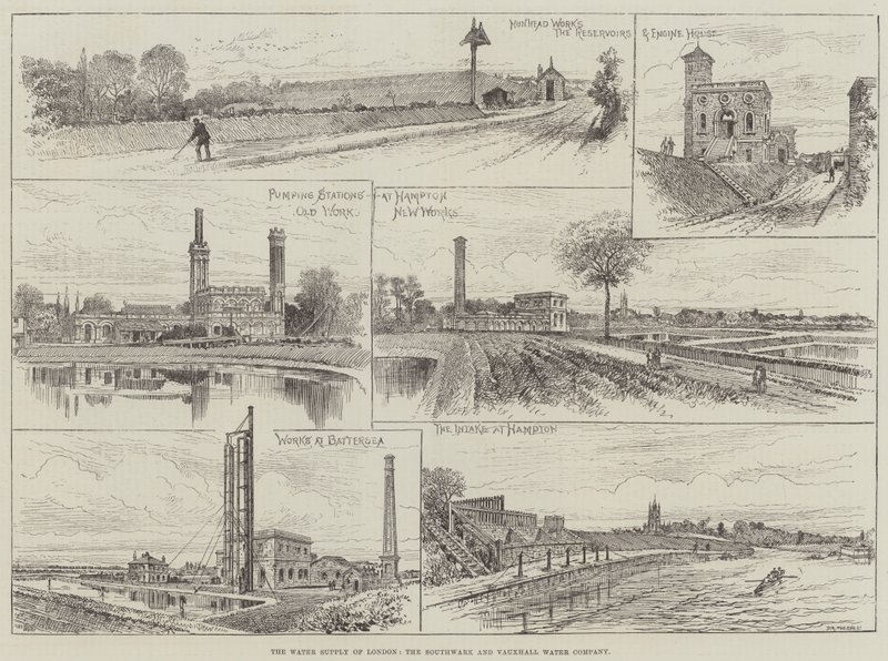 Londons vandforsyning, Southwark og Vauxhall Water Company (gravering) af English School