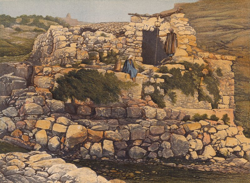 En-Rogel-brønden, Jerusalem (farvelitografi) af English School