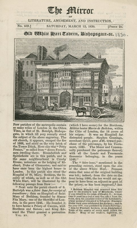 White Hart Tavern, Bishopsgate Street af English School