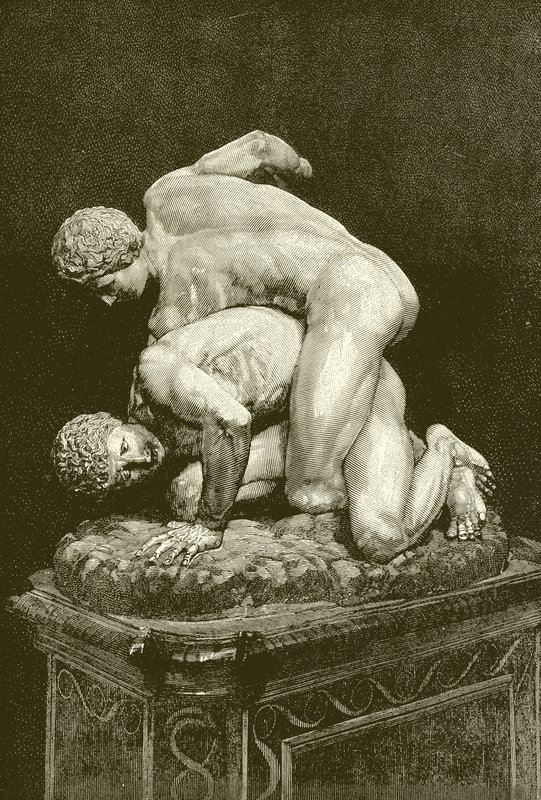 Bryderne. Marmorgruppe i Uffizi-galleriet i Firenze (kobberstik) af English School
