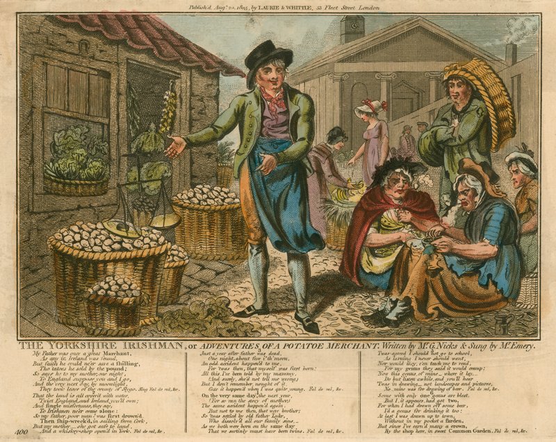 Yorkshire-ireren; eller, Adventures of a Potato Merchant, skrevet af G Nicks, sunget af Mr. Emery af English School
