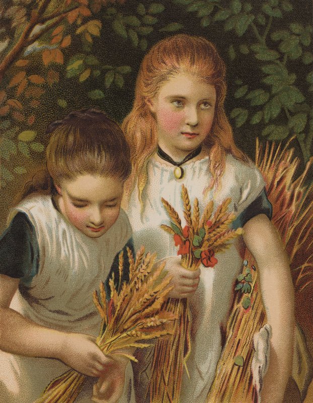 The Young Gleaners (chromolitho) af English School