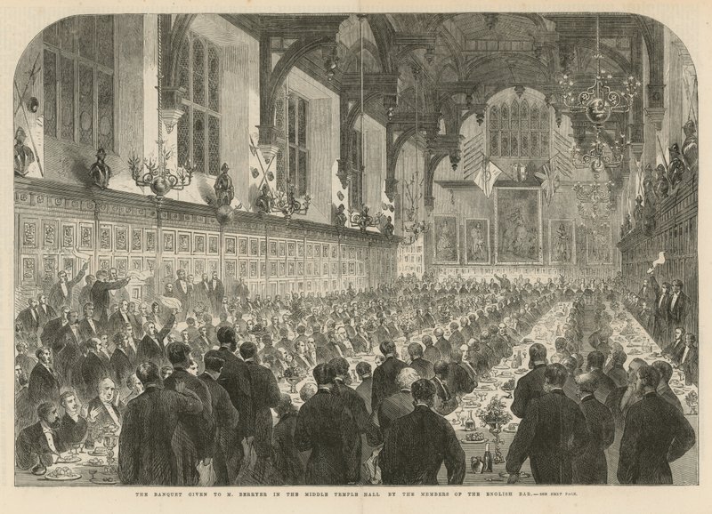 Banketten givet til M Berryer i Middle Temple Hall af English School