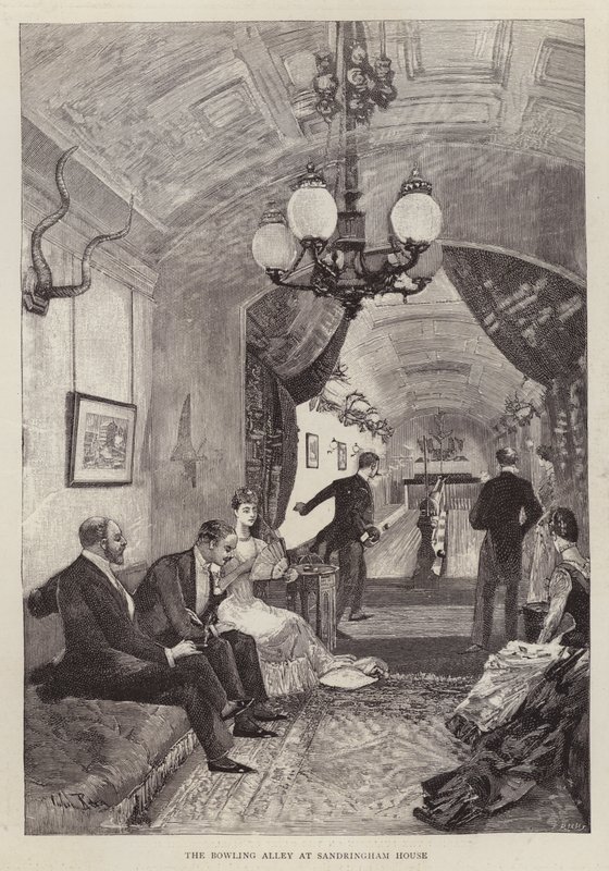 Bowlingbanen i Sandringham House, Norfolk (litho) af English School