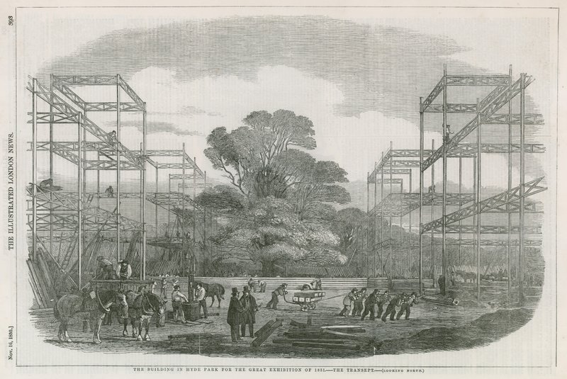 Bygningen i Hyde Park, London, til den store udstilling i 1851 af English School