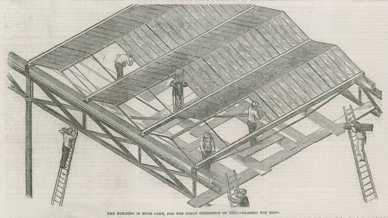 Bygningen i Hyde Park, London, til den store udstilling i 1851 af English School