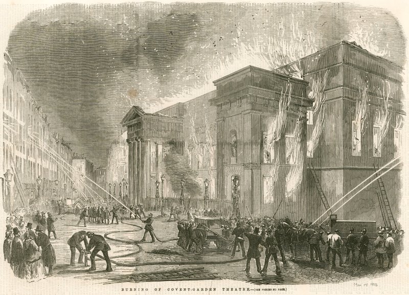Afbrændingen af Covent Garden Theatre, London, om morgenen den 5. marts 1856 af English School