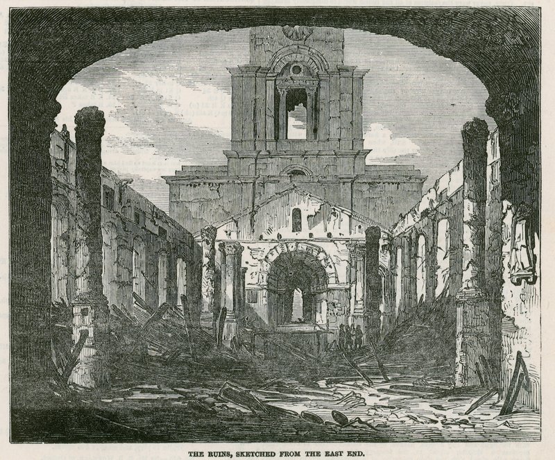 Afbrændingen af St Annes Kirke i Limehouse af English School