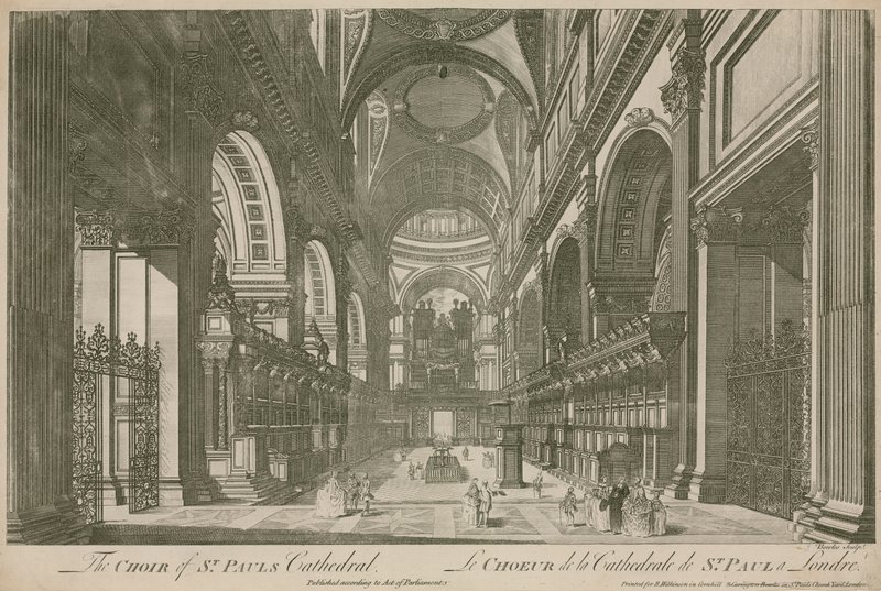 Koret fra St Pauls Cathedral, London af English School