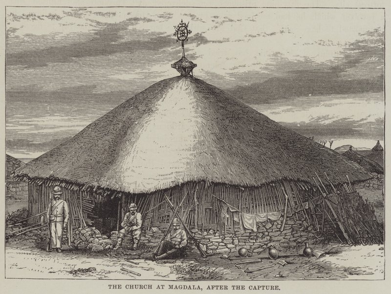 Kirken i Magdala, efter erobringen (stik) af English School