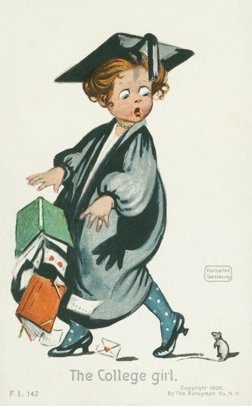 The college girl (farvelitografi) af English School
