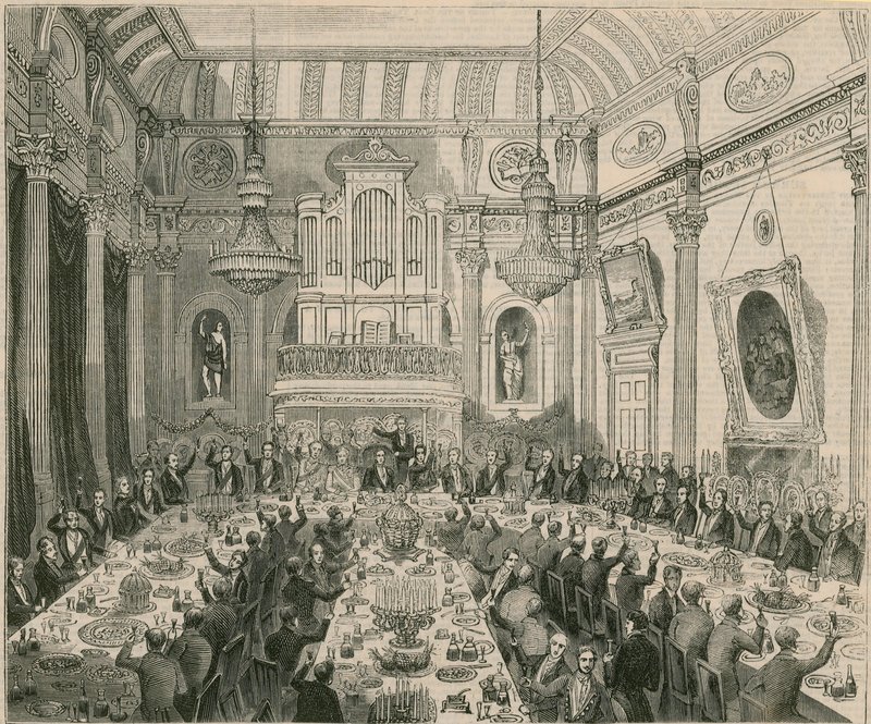 Middagen givet til Sir H Hardinge af East India Company, London Tavern, 1844 af English School