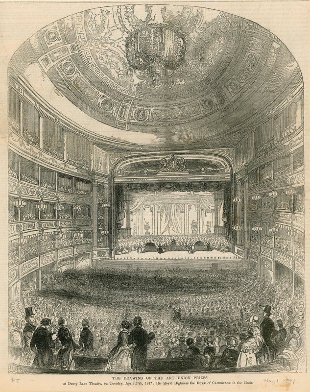Tegningen af Art Union-priserne på Drury Lane Theatre den 27. april 1847 af English School