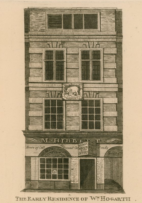 William Hogarths tidlige bopæl, Fenchurch Street, London af English School