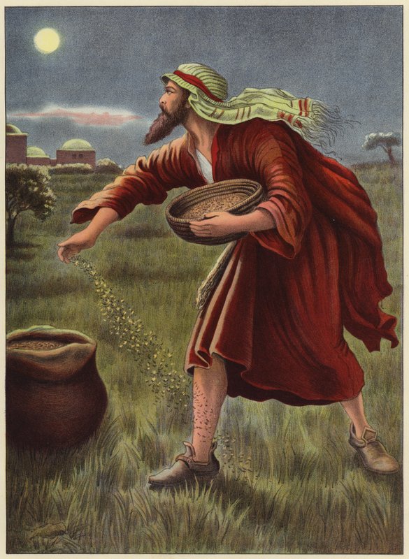Fjenden sår ukrudt (farve litho) af English School