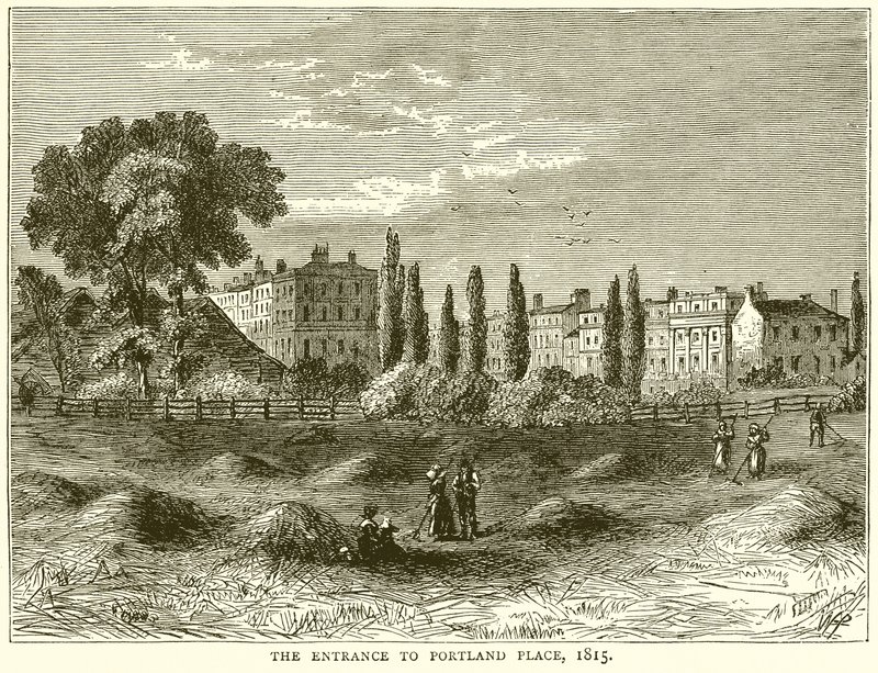 Indgangen til Portland Place, 1815 af English School