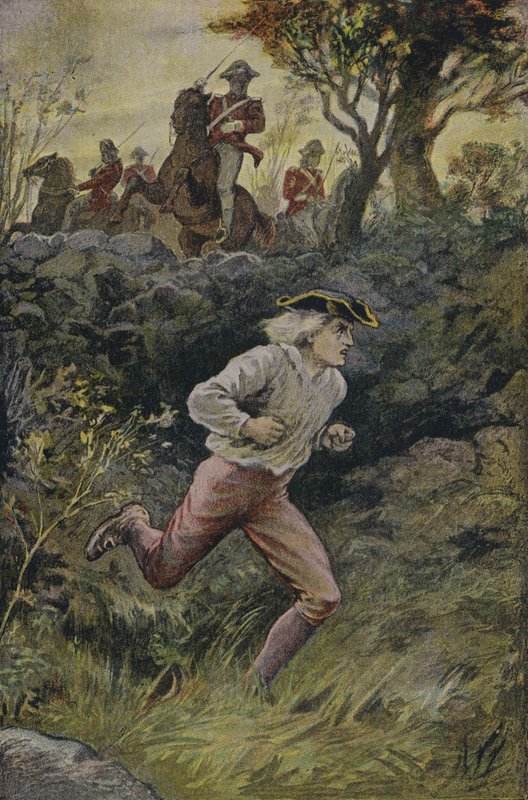 Harvey Birchs flugt: illustration fra The Spy, af James Fenimore Cooper af English School