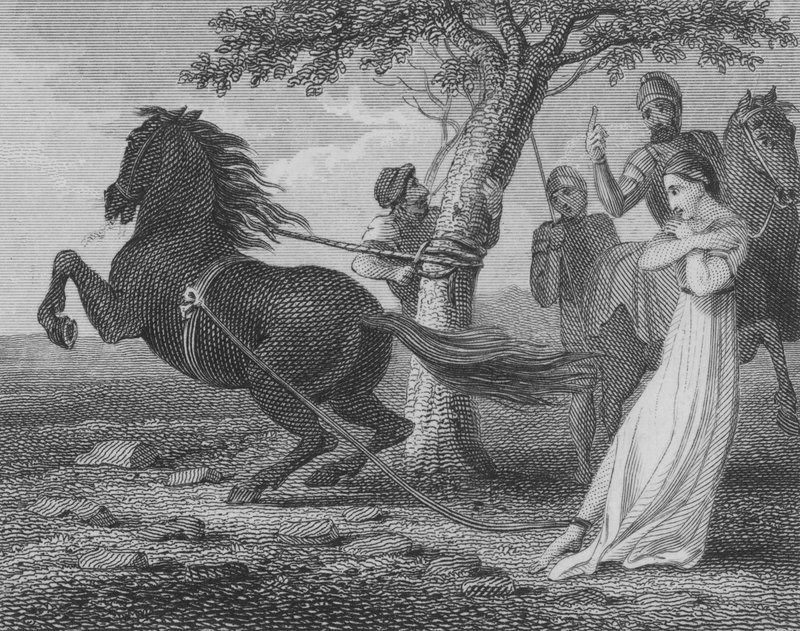 The execution of Brunhilda of Austrasia by Chlothar II, 613dani af English School