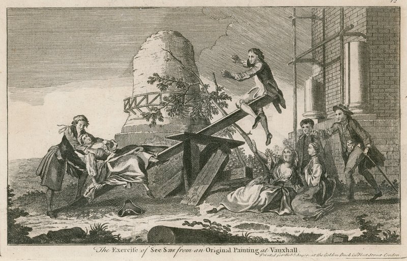 Udøvelsen af se sav fra et originalt maleri i Vauxhall Gardens, London af English School