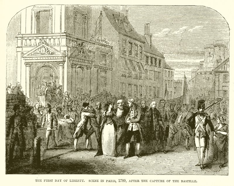 Frihedens første dag. Scene i Paris, 1789, efter erobringen af Bastillen af English School