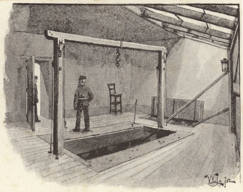 Galgen i Newgate Prison af English School
