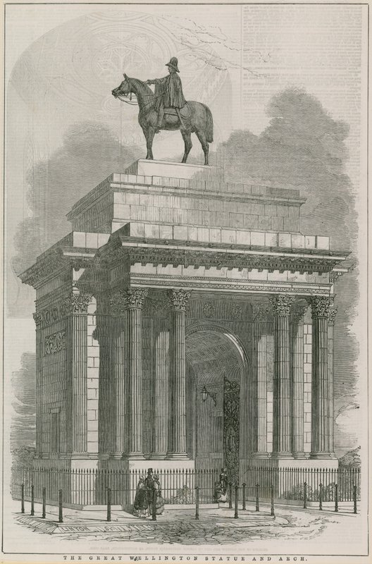Den store Wellington-statue og bue, Hyde Park Corner, London af English School