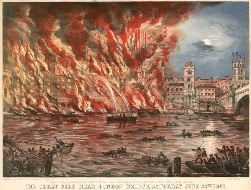 Den store brand nær London Bridge, lørdag den 22. juni 1861 af English School