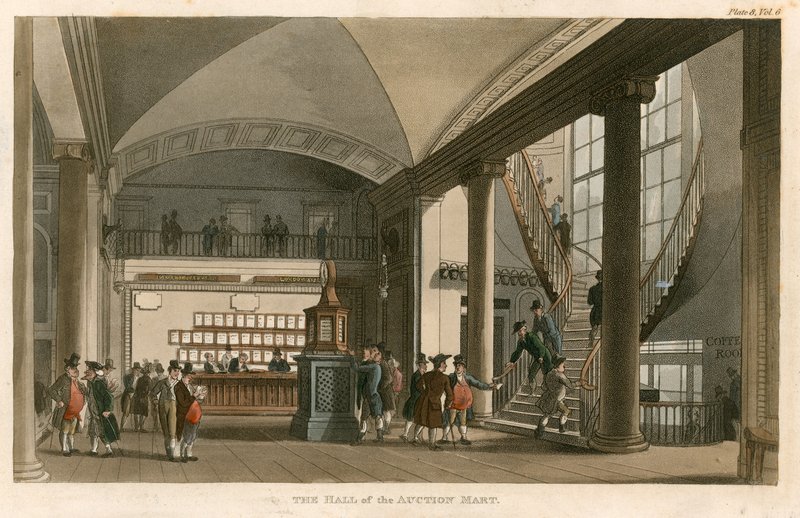 Hall of the Auction Mart, St Bartholomews Lane, London af English School