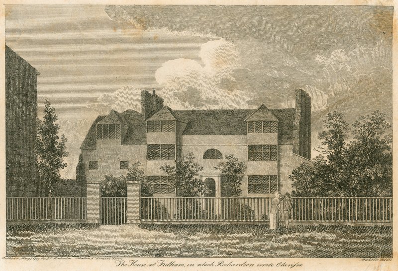 Huset ved Parsons Green, nær Fulham, London, da Samuel Richardson skrev Clarissa af English School